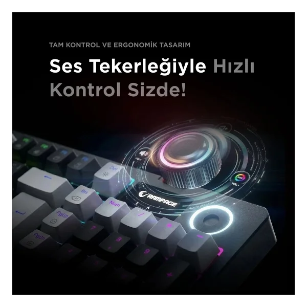 Rampage Loyal Beyaz-Gri RGB Red Switch Kablolu Mekanik Oyuncu Klavyesi - Görsel 6