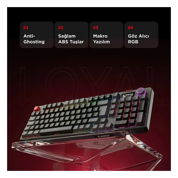 Rampage Loyal Siyah-Gri RGB Red Switch Kablolu Mekanik Oyuncu Klavyesi - Görsel 2
