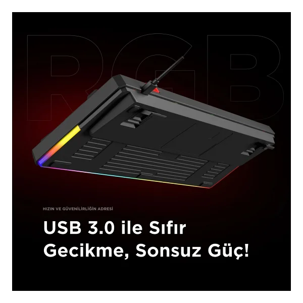 Rampage Loyal Siyah-Gri RGB Red Switch Kablolu Mekanik Oyuncu Klavyesi - Görsel 4