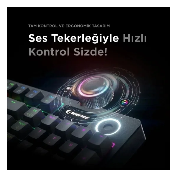 Rampage Loyal Siyah-Gri RGB Red Switch Kablolu Mekanik Oyuncu Klavyesi - Görsel 6