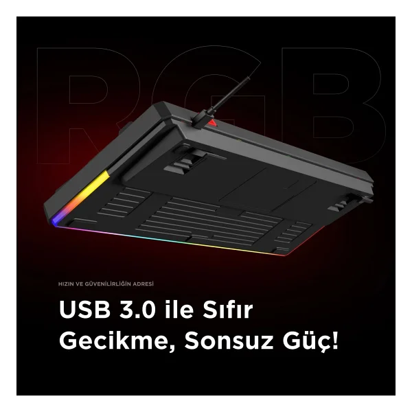 Rampage Loyal Gri-Siyah RGB Red Switch Kablolu Mekanik Oyuncu Klavyesi - Görsel 4