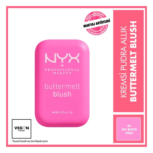 NYX Professional Makeup Buttermelt Blush 01 My Butta Half Kremsi Pudra Allık Yüksek Pigmentasyon - Görsel 2