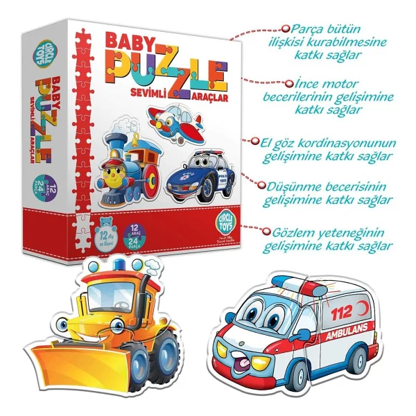 Circle Toys Baby Puzzle Sevimli Araçlar - Görsel 10