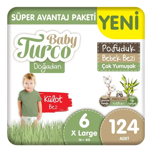 Baby Turco Doğadan Pofuduk 4 Numara Maxi 100'lü 2 Adet Külot Bez - Görsel 9