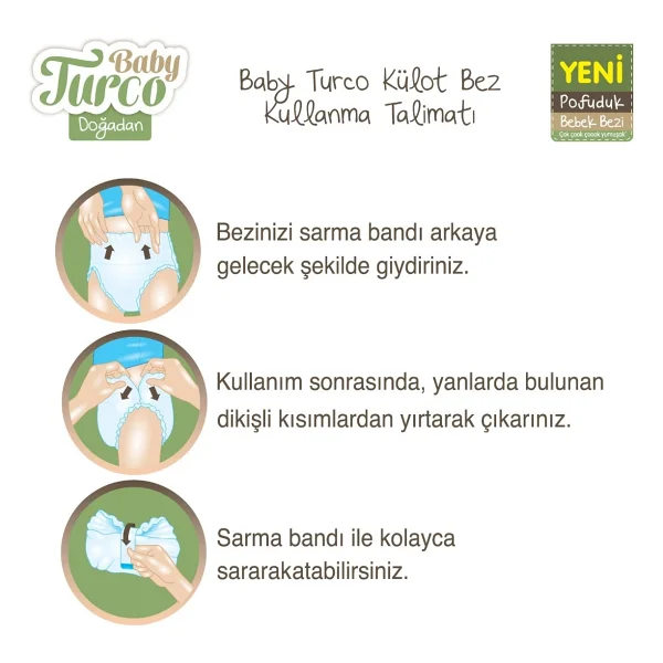 Baby Turco Doğadan Pofuduk 5 Numara Junior 78'li 3 Adet Külot Bez - Görsel 6