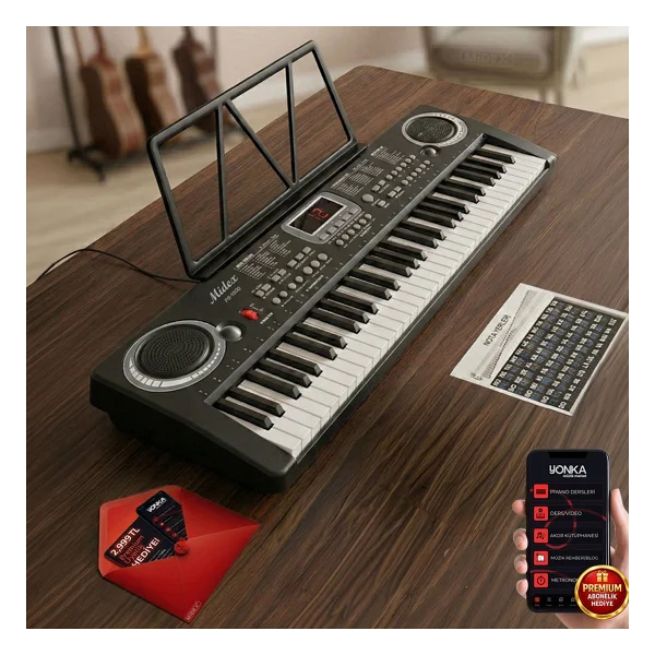 Midex Ps-1500pk Başlangıç İçin 61 Tuşlu Org Pembe Renk Notalık Adaptör Mikrofon (100 Ses 100 Ritim) - Görsel 7