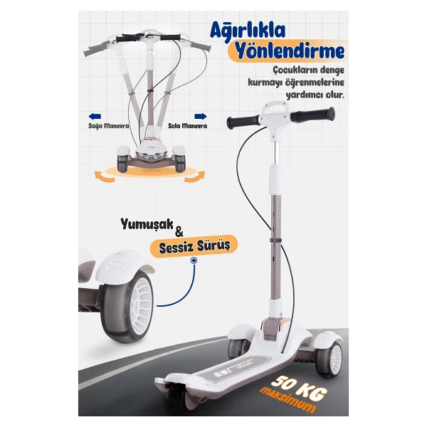 Prego Veyron K-660 Işıklı 3 Tekerlekli Katlanabilir Çocuk Scooter - Görsel 4