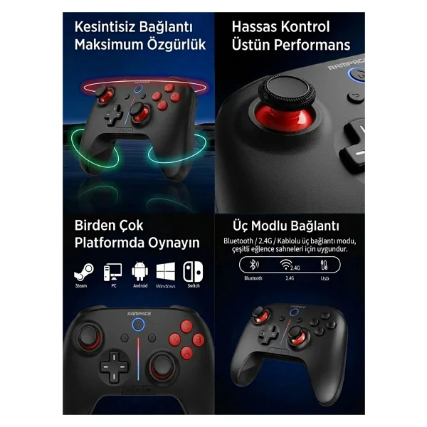 Rampage Hydra Kablolu/Kablosuz PC Oyun Kolu - Görsel 9