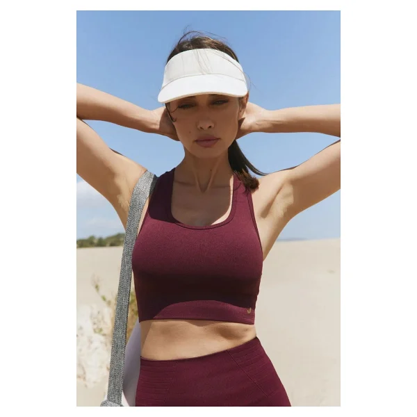 Jerf Gela Çift Katlı Kompress Sport Bra Bordo - Görsel 6
