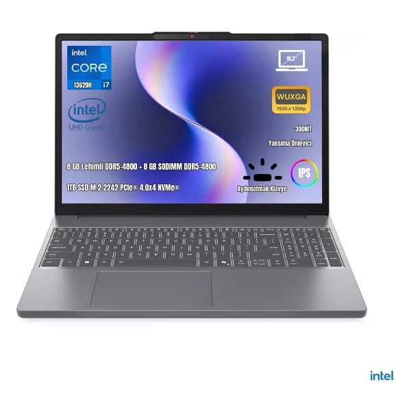 Lenovo Ideapad Slim 3 15ırh10 83k10061tr İ7-13620h 16 GB 1 TB SSD UHD Graphics 15.3" Wuxga Notebook - Görsel 3