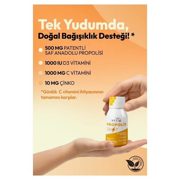 Bee&You Phenolix Çinko + D3 + C Vitamini Shot Propolis 50 Ml 12'li - Görsel 3