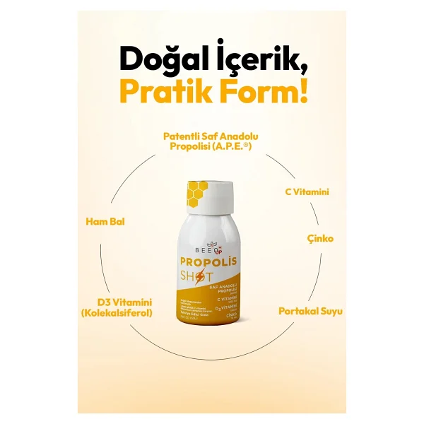 Bee&You Phenolix Çinko + D3 + C Vitamini Shot Propolis 50 Ml 12'li - Görsel 4
