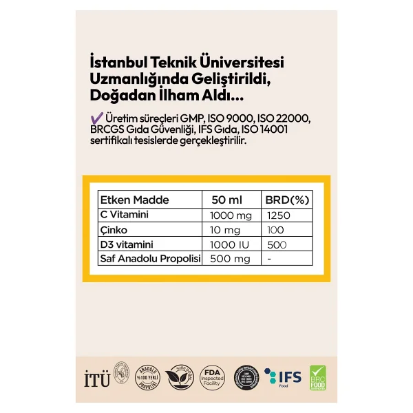 Bee&You Phenolix Çinko + D3 + C Vitamini Shot Propolis 50 Ml 12'li - Görsel 6