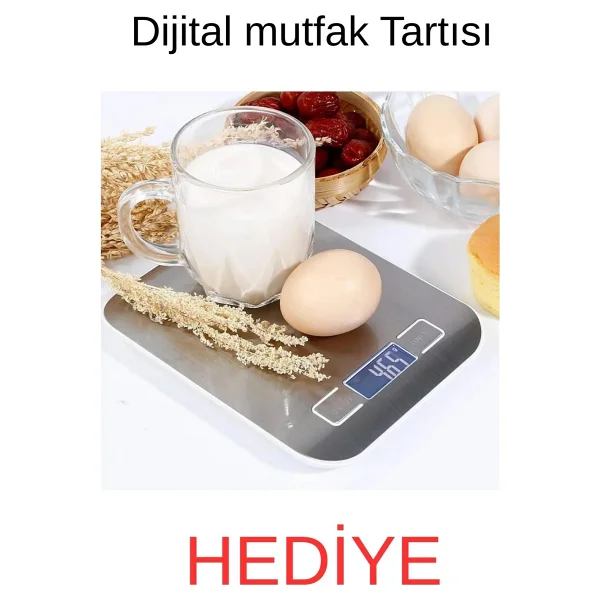 Cvs 2000 W Mutfak Şefi 8 Lt. Paslanmaz Çelik Kase + Dijital Hassas Mutfak Tartısı Hediye - Gümüş - Görsel 4