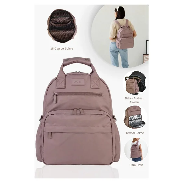 Lucina Oslo V2 Anne Bebek Termal Bakım Çantası - Mocha - Görsel 9