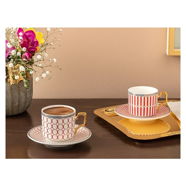 English Home Rabecca Kırmızı 2 Kişilik Fincan Takımı - Görsel 4