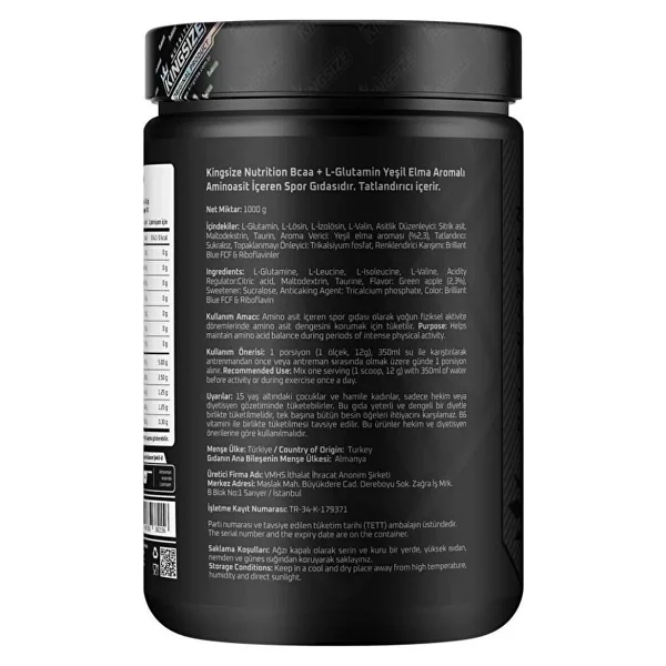 Kingsize Nutrition Bcaa + Glutamine Powder 1000 Gr - Görsel 2