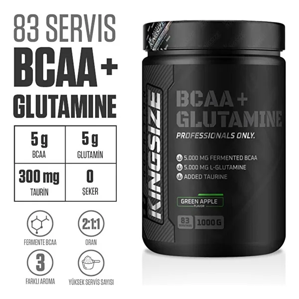Kingsize Nutrition Bcaa + Glutamine Powder 1000 Gr - Görsel 3