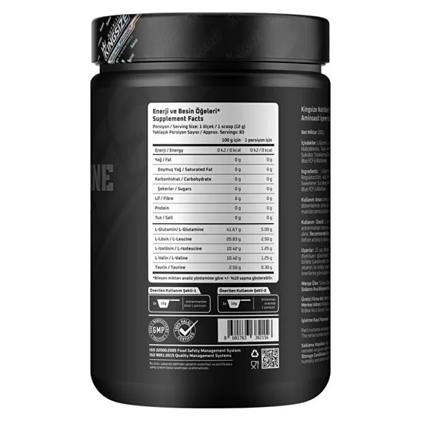 Kingsize Nutrition Bcaa + Glutamine Powder 1000 Gr - Görsel 4