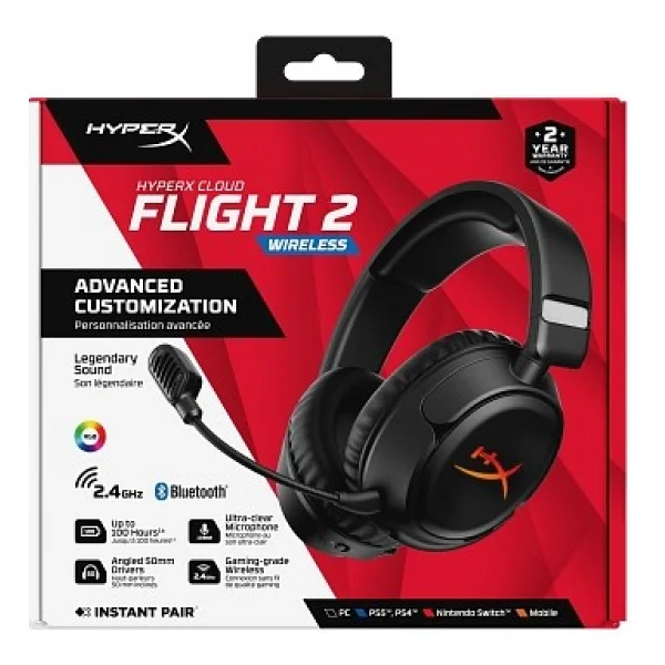 Hyperx Cloud Flight 2 B5vc4aa Siyah RGB Kablosuz Kulak Üstü Oyuncu Kulaklığı - Görsel 6