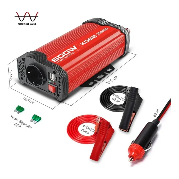 KOBB KBN600 12V/220V 600Watt Modifiye Sinüs Dönüştürücü İnvertör - Görsel 8