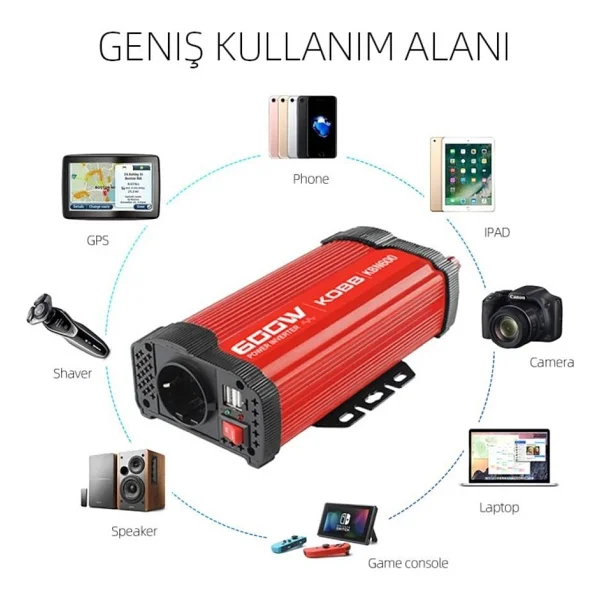 KOBB KBN600 12V/220V 600Watt Modifiye Sinüs Dönüştürücü İnvertör - Görsel 10
