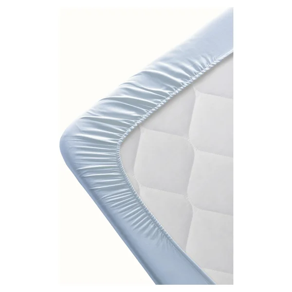 Soley Valeron %100 Pamuk Saten Çift Kişilik Lastikli Çarşaf 160x200 Cm - Mavi - 160 X 200cm - Görsel 2