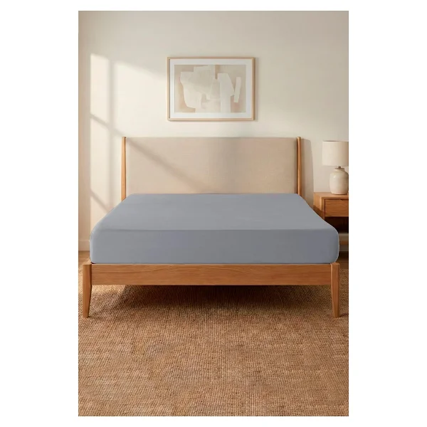 Soley Valeron %100 Pamuk Saten Çift Kişilik Lastikli Çarşaf 160x200 Cm - Gri - 160 X 200cm - Görsel 5