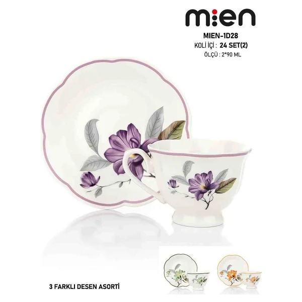 Mien Mien 2'li Çiçek Desenli Fincan Takımı - Görsel 3
