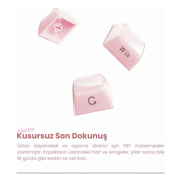 Gravastar Mercury K1 Special Edition Pembe RGB %75 Tkl Kailh Cherry Pink Switch Kablolu/Kablosuz Mekanik Oyuncu Klavyesi - Görsel 4