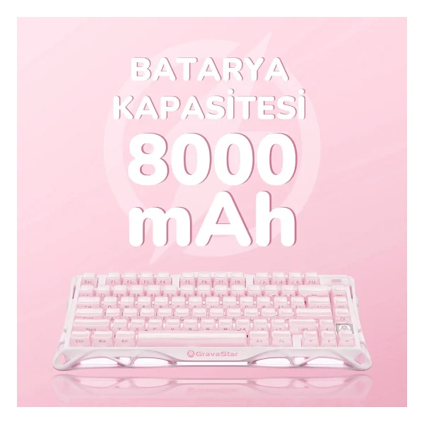 Gravastar Mercury K1 Special Edition Pembe RGB %75 Tkl Kailh Cherry Pink Switch Kablolu/Kablosuz Mekanik Oyuncu Klavyesi - Görsel 7