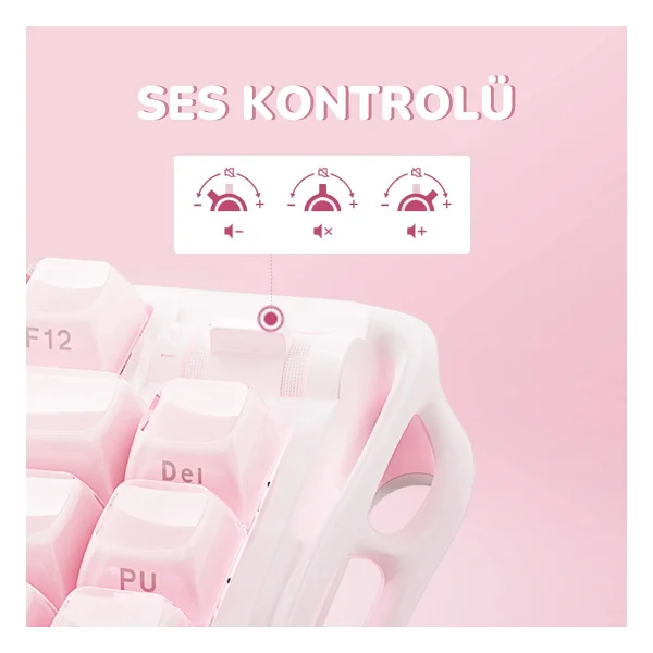 Gravastar Mercury K1 Special Edition Pembe RGB %75 Tkl Kailh Cherry Pink Switch Kablolu/Kablosuz Mekanik Oyuncu Klavyesi - Görsel 10