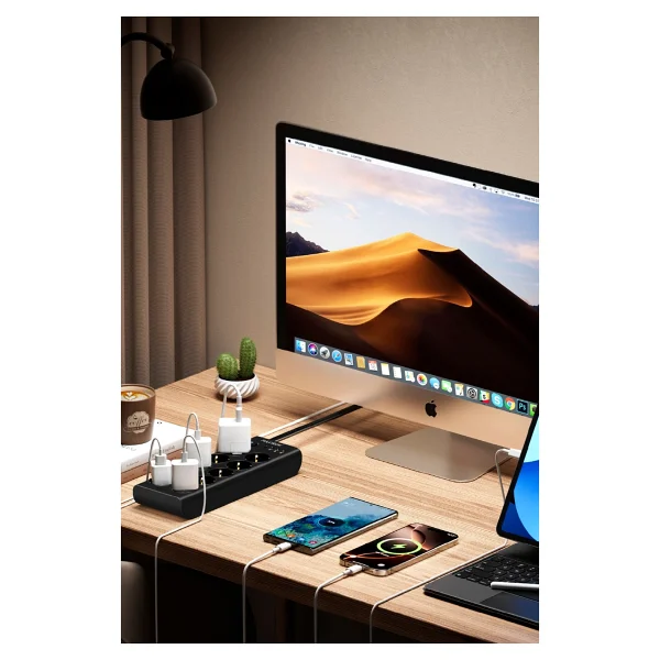 Fulltech Ftr-14 Anahtarlı Usb'li Siyah 2 M 10'lu Akım Korumalı Priz - Görsel 4