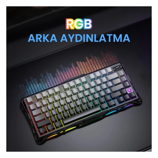 GravaStar Mercury K1 RGB US Layout Kablolu/Kablosuz Mekanik Oyuncu Klavyesi - Görsel 7