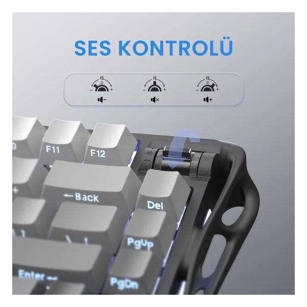 GravaStar Mercury K1 RGB US Layout Kablolu/Kablosuz Mekanik Oyuncu Klavyesi - Görsel 9