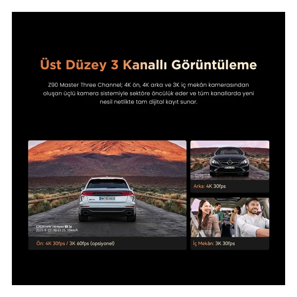 Ddpai Z90 Master 3 Kameralı Araç Kamerası Seti - Görsel 2