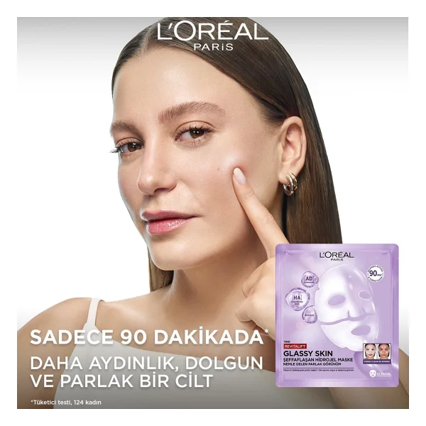 L 'oreal Paris Revitalift Glassy Skin Cam Cilt Görünümü Etkili Şeffaflaşan Işıltı & Nem Veren Hidrojel Yüz Maskesi - Görsel 2