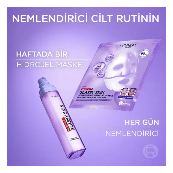 L 'oreal Paris Revitalift Glassy Skin Cam Cilt Görünümü Etkili Şeffaflaşan Işıltı & Nem Veren Hidrojel Yüz Maskesi - Görsel 7