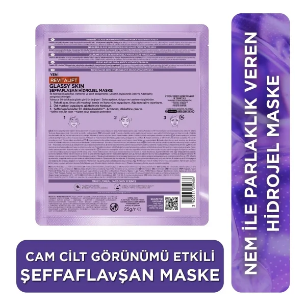 L 'oreal Paris Revitalift Glassy Skin Cam Cilt Görünümü Etkili Şeffaflaşan Işıltı & Nem Veren Hidrojel Yüz Maskesi - Görsel 8