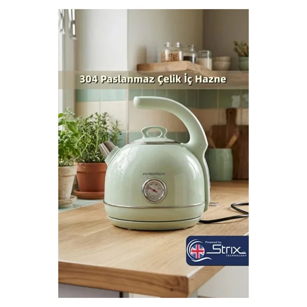 Premier PRK 1215C 2200 W Yeşil 1.5 lt Retro Kettle - Görsel 6