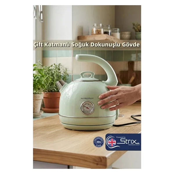 Premier PRK 1215C 2200 W Yeşil 1.5 lt Retro Kettle - Görsel 2