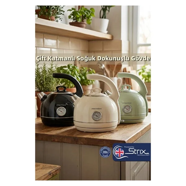 Premier PRK 1215C 2200 W Yeşil 1.5 lt Retro Kettle - Görsel 3