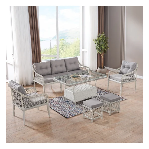 Evdemo Joy Rattan 3+1+1+Camlı Masa Puflu Bahçe & Balkon Takımı - Görsel 9