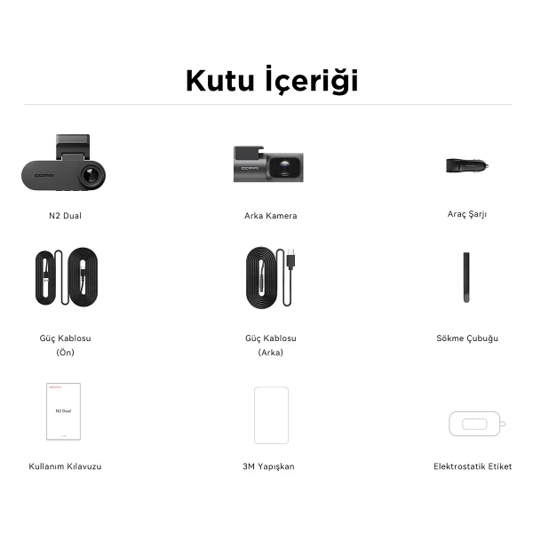 Ddpaı N2 Dual Araç İçi Kamera - 2k + 1080p Çift Kanal Kayıt - Yapay Zeka Destekli Nightvıs 2.0 - 1.9'' Ips Ekran - Görsel 8
