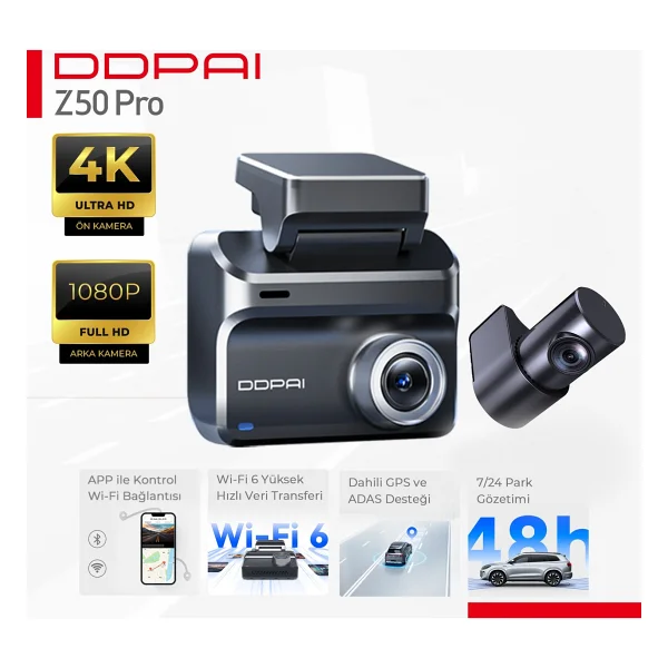 Ddpaı Z50 Pro Araç İçi Kamerası Nightvıs 2.0 Gece Görüşü Çarpışma Algılama - Görsel 2