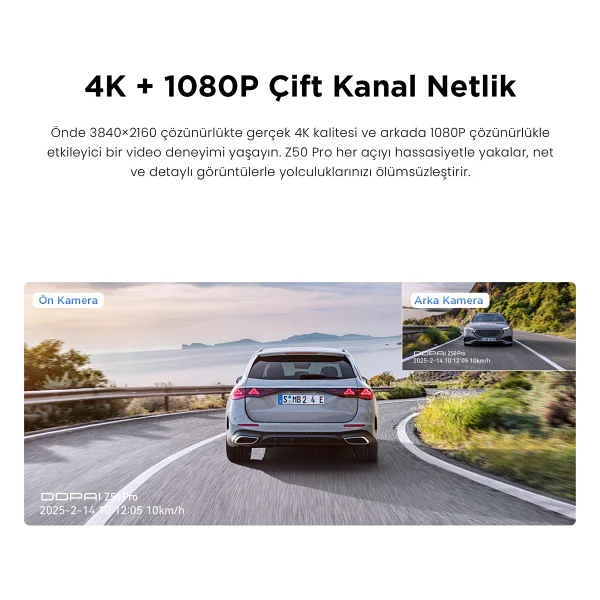 Ddpaı Z50 Pro Araç İçi Kamerası Nightvıs 2.0 Gece Görüşü Çarpışma Algılama - Görsel 3