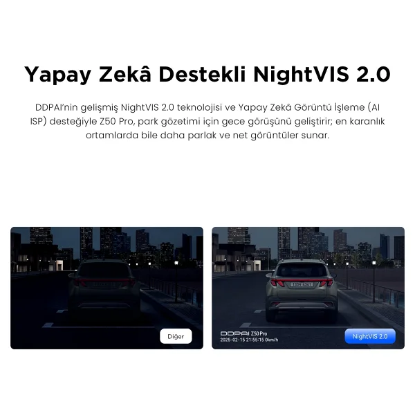Ddpaı Z50 Pro Araç İçi Kamerası Nightvıs 2.0 Gece Görüşü Çarpışma Algılama - Görsel 5