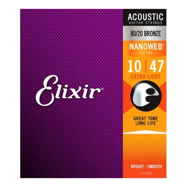 Elixir 11002 Nanoweb 80/20 Bronze 10-47 Akustik Gitar Teli - Görsel 5