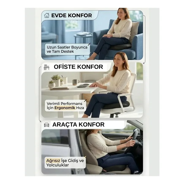 Corelife Ortopedik Oturma Simidi Hemoroid Basur Minderi Kuyruk Sokumu Destek Yastığı - Görsel 2