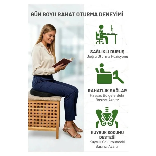Corelife Ortopedik Oturma Simidi Hemoroid Basur Minderi Kuyruk Sokumu Destek Yastığı - Görsel 4